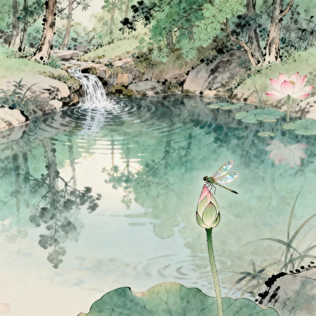 小池即梦生成 图片